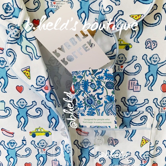 Roller Rabbit New York Monkey Polo Pajamas in Blue Monkey Size XS Brand New NWT - Picture 4 of 16